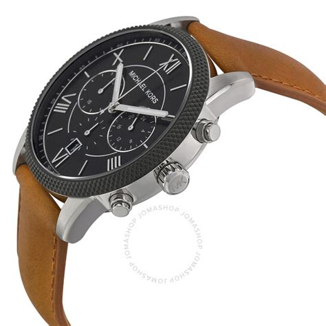 Michael Kors Hawthrone Black Dial Brown Leather 